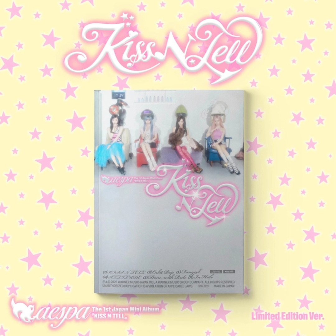 aespa Kiss N Tell Japanese Album 1st Japan Mini Album Limited Edition Pre-order for MY and kpop stans. UK Kpop Shop CHUCHUCHERRY NABIITOPIA SOKOLLAB SOOJIB LILAKSHOP. K PLAYGROUND KPOP KORNER LONDON. PHOTOCARD benefit cover choice version selectable. POB member preference pick your bias photocard. SM TOWN 4th Gen Girl Group. Karina, Winter, Giselle & Ningning.