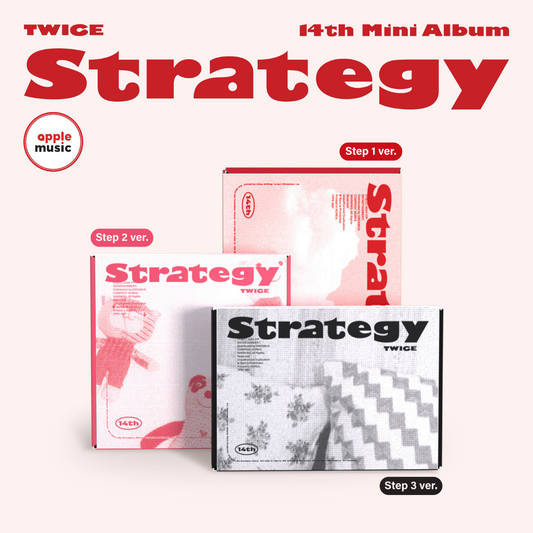 UK Free Tracked Shipping for K-Pop albums. TWICE STRATEGY Pre-order with APPLEMUSIC Gift photocards. Chuchucherry sell official photocards for kpop collectors and new stans in the fandom. We are the best website to shop Korean idol merch. Album sales count towards Hanteo & Circle Korean charts. JYP Gen Girl Group.