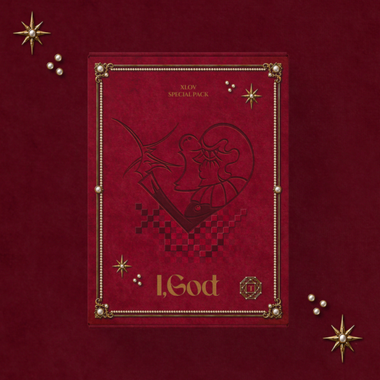 XLOV I,GOD SPECIAL PACK Album pre-order from UK Kpop Shop chuchucherry exclusive photocard POB. XLOV members Wumuti, Rui, Hyun & Haru. K-pop Korean albums. Pre-order benefit first press  edition comeback