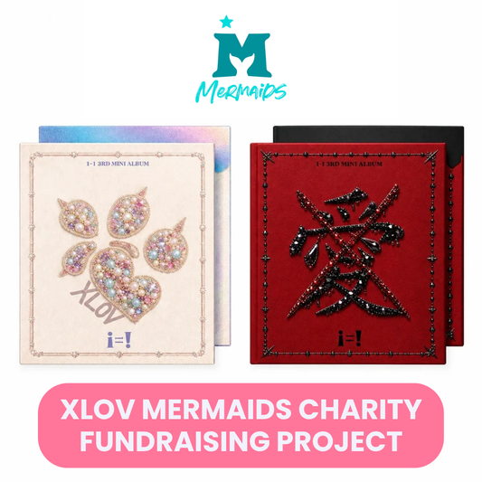 XLOV i=! Album Pre-order. OFFICIAL CHUCHUCHERRY Exclusive POB Selfie Photocard. UK Kpop Shop. XLOV Mermaids Charity Fundraising Project. Cover choice version selectable. POB member selectable. Korean comeback pre-order benefit limited edition first press album for EVOL and kpop stans. Get ready to HUSH and stream Tooth Gem Chiwawa with Wumuti, Rui, Hyun & Haru Unit by StrangeLab genderless k-pop group.